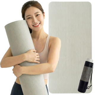 HFAC 두꺼운 NBR 요가매트 대형 운동매트 20mm 와이드 헬스매트 홈트레이닝 스포츠 스트레칭 전용 가방 포함, 1개, 쿨그레이