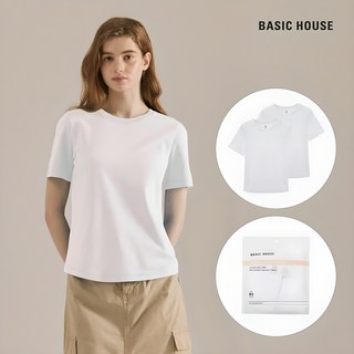 BASIC HOUSE 女款透氣棉質短袖T恤 2件組