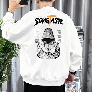 훌룰루 남자 앞뒤프린팅 맨투맨 오버핏 긴팔라운드 박스티