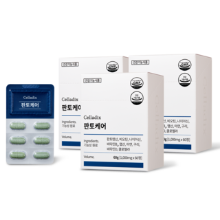 셀라딕스 판토케어 판토텐산 비오틴 엽산 클로렐라 비타민B6 비타민D, 3개, 60정