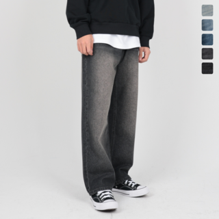 남성 청바지 와이드 스트레이트진 프리미엄 워싱 일자 데님팬츠