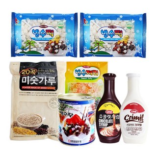 빙수재료 (떡 2개 +제리 1개 +초코시럽 +연유 +팥 850g +20곡 미숫가루 800g), 800g, 1세트