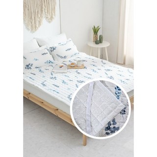 허니베딩 냉감 몬티 시어서커 침대 패드, 03.몬티-블루