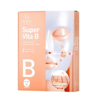 MIRAE未來美 超能膠原B彈力護理修護面膜(4片/盒)(膠原蛋白 維他命B)，深層滋養，恢復彈力光澤，改善細紋和鬆弛，重現緊緻飽滿的肌膚, 1入, 1個