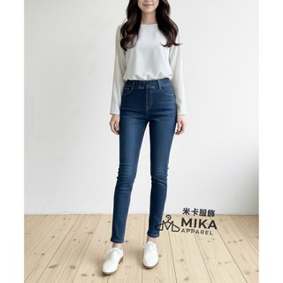 《MIKA米卡服飾》顯瘦保暖合身刷毛牛仔褲 雪花褲