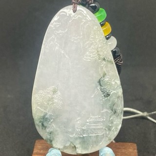 YNGTC 精雕翡翠山水牌，傳統工藝，寓意吉祥平安，約25.46克