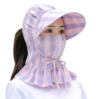 로아 체크 마스크 썬캡 넥지퍼 모자 농자 과수원 햇빛차단