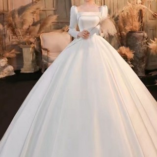 여성 웨딩 드레스 결혹식 원피스 고급스러운 신부 들러리 드레스 야회복 파티복 기질 스퀘어넥 이브닝 드레스 ZZL