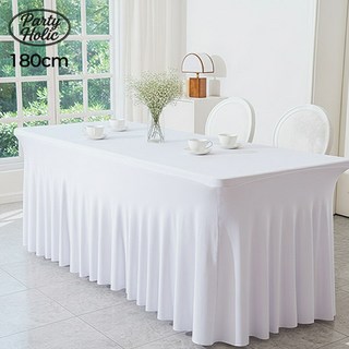 파티홀릭 생일 돌잔치 백일상 칠순잔치 파티용 기업박람회 무지 행사 테이블보, 가로180cm, 화이트, 1개