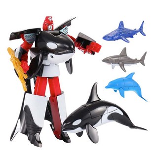 888玩具 T732日版卡裝海洋動物變形機器人(ST)(2入裝), 1個, A版(海豚+大白鯊)
