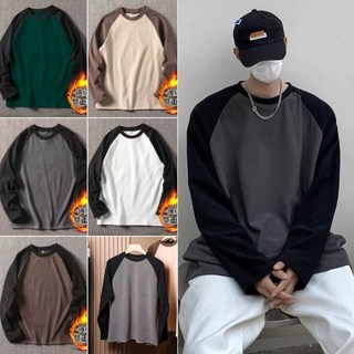 插肩德絨上衣男【M-5XL】德絨保暖內衣男防寒內搭衣 打底衣 外穿長袖上衣 德絨t恤 插肩t恤 圓領上衣雙面德絨長袖t恤