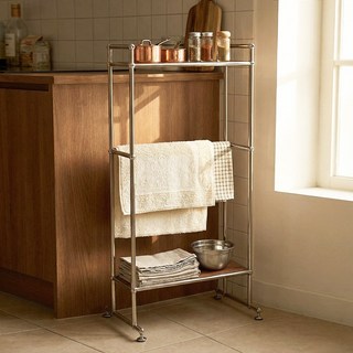 에프룸 미드센츄리 스탠드형 다용도 행거 수건걸이 스탠드선반 욕실 주방 선반 NF520, 2단, 자작 원목