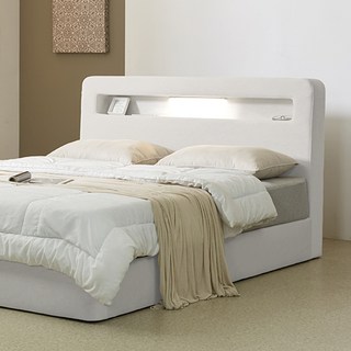 알파침대 모네 LED 패브릭 평상형 침대프레임 (다릿발 미포함) SS/D/Q/K/LK, 크림