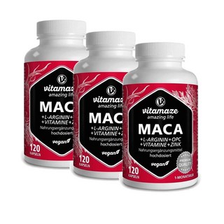 독일 비타메이즈 Vitamaze Maca 마카 5000mg + L 아르기닌 + OPC + 비타민 + 아연, 3개, 120정