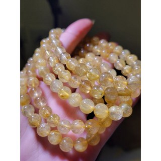 鈦晶維納斯髮晶手珠 7mm 招財貴人金髮晶手鍊, 1個