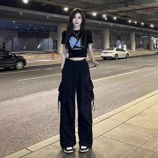 美式立體多口袋工裝褲 - 直筒顯瘦百搭休閒長褲