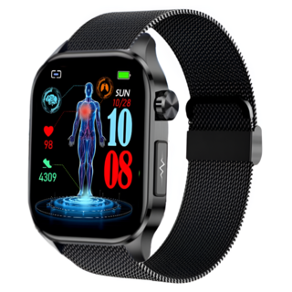 액션맨 글루코워치 ET 건강데이터 스마트워치, 블루투스, 5.13cm, 블랙실리콘+블랙메쉬