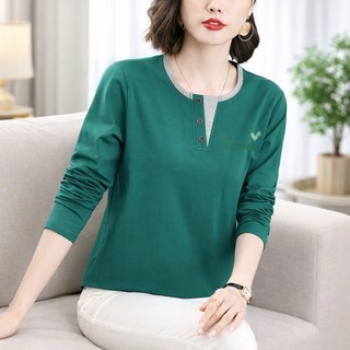 여성 순면 긴팔 티셔츠 루즈핏 체형커버 중년 엄마 봄가을 이너티