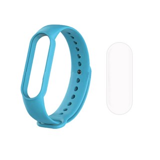 스토리링크 Mi Band 5/6 호환 액정보호필름 스트랩, MiBnad5/6 실리콘 스트랩_(스카이블루)+필름, 1개