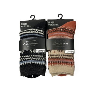 Guilleret民族風羊毛混紡提花襪，日本製造舒適保暖寬鬆襪口設計