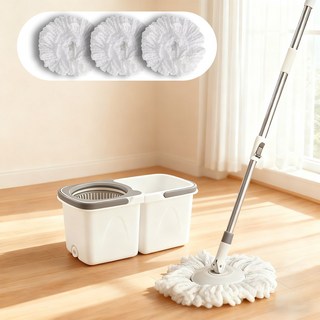 분리형 회전식 탈수 버킷 + 회전 밀대 + 교체용 걸레 4p, 1개