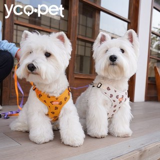 Yco.pet狗狗牽引繩背心式胸背帶 - 小型犬/中型犬適用, 橘黃,M適合9-15斤, 1個
