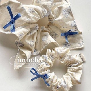 Chunygh原創手作海鹽小兔韓國ins風藍色系手作腸圈大腸發圈發飾