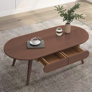 全實木茶幾北歐簡約現代小戶型客廳家用房間橢圓形高端臥室小茶幾茶幾邊桌, 原木色長方形80x55,組裝