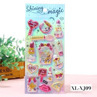 萱寶媽咪baby童裝館 聖誕節泡泡貼3D立體水晶寶石貼紙，閃亮燙金鑽石裝飾，多款動物交通工具造型泡綿立體貼紙, 049-XL-XJ09燙金貼紙*