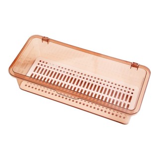 透明瀝水餐具收納盒 - 分格筷子湯匙刀叉收納 廚房餐具分類, 透粉, 1個