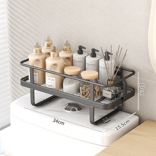 鐵藝免打孔 馬桶上方收納架 浴室多功能置物, 1個, PET款單層馬桶架(黑色):1