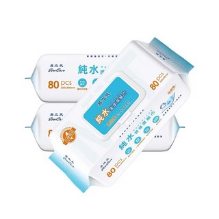 易立爽 純水濕紙巾 80抽 250x200mm, 6個, 80張, 3g