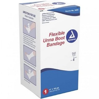 밴드 탄력 반창고 다이나렉스 운나 부츠 붕대 개별 포장 아연 산화물 소프트 캐스트 화이트 4인치 x 10야드 1개로 다리 궤양 위 맞춤형 압박 제공, 1개