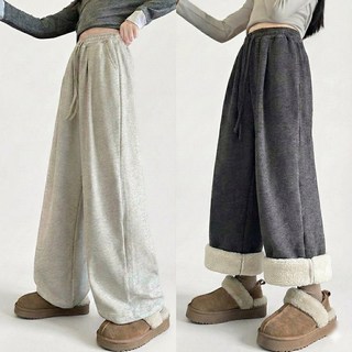 지디오 주니어 여아 기모 와이드 밴딩 팬츠 2개 세트 츄리닝 바지 트레이닝복 겨울 홈웨어 잠옷