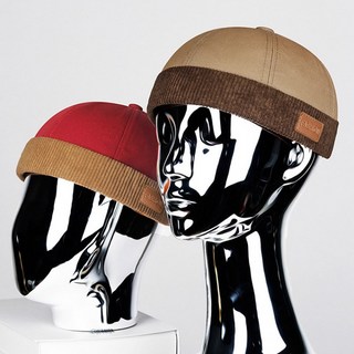 달빛앤제이_하라주쿠 일본풍 쉐프모자 숏비니 카페모자 와치캡 가죽패치 짧은챙