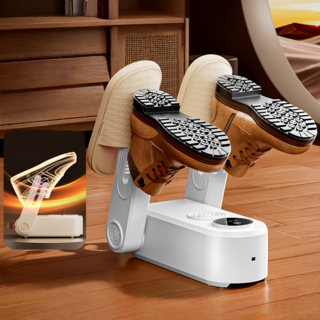 Yunivo 휴대용 듀얼 신발 건조기 온도조절 타이머 탈취 살균 빠른건조형, 아이보리