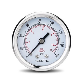 SE RL 30인치 진공 압력 게이지 2인치 다이얼 1/4 NPT 하부 마운트 방수 스테인리스 스틸 케이스 튜브 테스터 HVAC 공압 공기 압축기 핸드 펌프 밸브 테스트용, 0 160Psi, Lower Mount, 1개