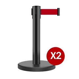 미니 벨트 차단봉 미술관 전시회 통제선 차단줄 2set, 블랙+블랙, 2개
