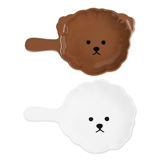 Dailylike 可愛造型手柄盤組 2件組, 03 比熊犬+貴賓犬, 1組