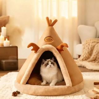 BangPang 애견 텐트하우스 고양이 숨숨집 고양이 집 조립 불필요, 1개, 브라운