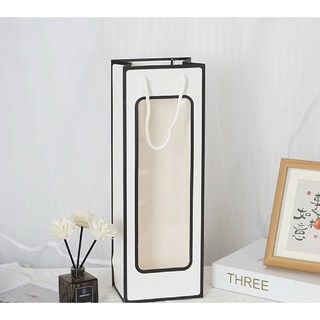 小清新香皂花束 迷你乾燥花束 迷你花束 教師節花束 婚禮小禮物 情人節禮物 畢業花束, 白底黑眶禮物袋, 1個