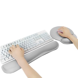 아이퀸 메모리폼 키보드 손목받침대+ 마우스패드, 그레이, 1세트