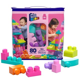 메가블록(MEGA BLOKS) 1세부터 메가블록 충분히 80개 블록팩 핑크 [1세~] DCH62, 1개
