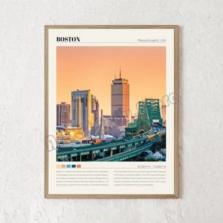 빈티지 미국 여행 포스터 시카고 뉴욕 시애틀 보스턴 벽 그림 캔버스 그림 홈 룸 장식, 30x40cm no frame, 12