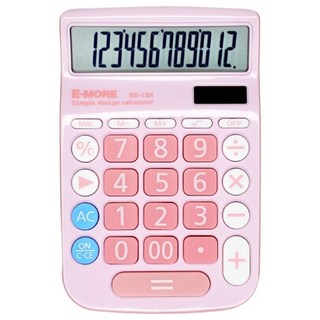 E-MORE SD-12N 桌上型計算機 12位元 太陽能計算機 大按鍵 大螢幕 粉色, 粉, 1個