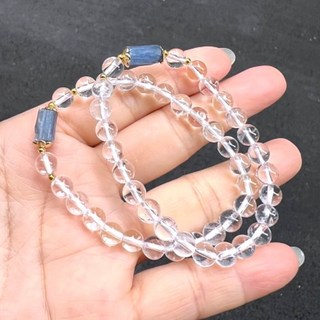 亮晶晶 藍晶石手鍊 藍晶石墜子 (原色無染) 增進溝通表達能力 安穩情緒 轉換新思維, 1個, 藍晶+白水晶手鍊