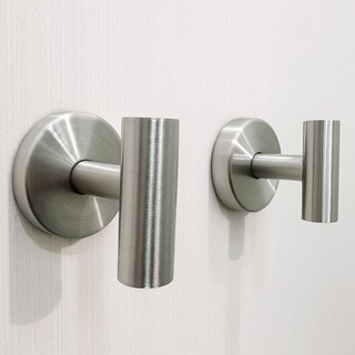 마켓톡톡 무타공 진공회전흡착 스텐 욕실걸이, 2개, 일자 스텐걸이 실버