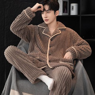 지고다그 남성 겨울 수면잠옷세트 따뜻한 극세사 플란넬 파자마 홈웨어 긴팔 상하세트 HH3393