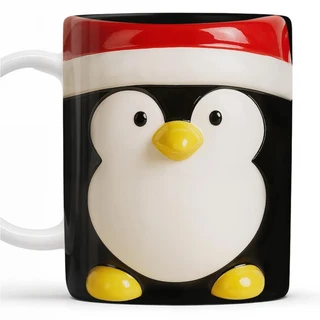 개인 맞춤형 크리스마스 세라믹 머그컵 - 산타 펭귄 눈사람 디자인 이름 12온스 친환경 커피컵, 01 301-400ml, 03 Penguin