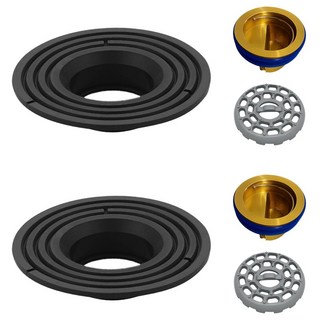 투데이리빙 2p 세트 냄새 차단 하수구 트랩 화장실 욕실 머리카락 거름망 배수구 2구 덮개 벌레 방지 차단 마개 베란다 배수관 배관용 물빠짐 원형 커버, 2개, 블랙